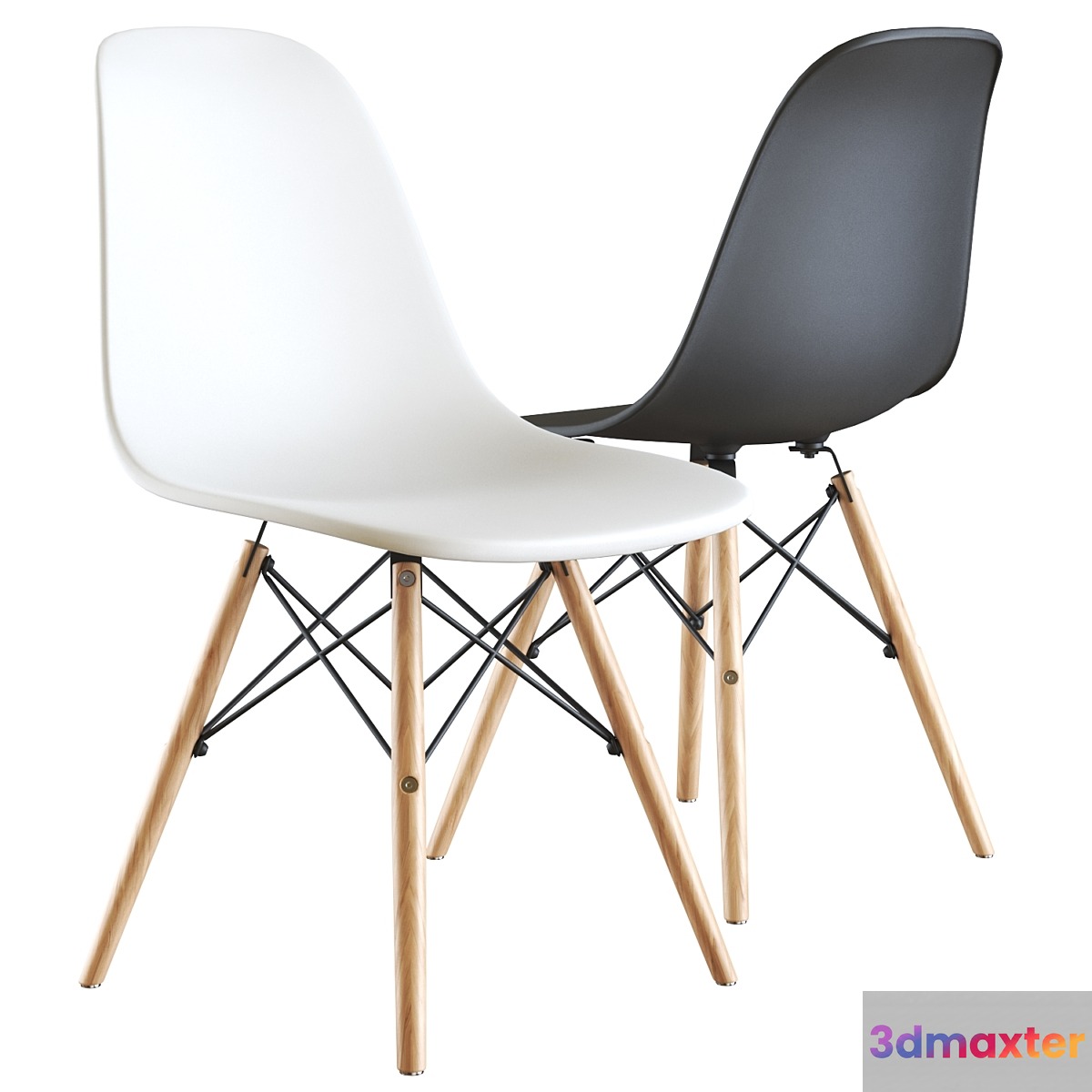 Eames style DSW white chair 3D Max