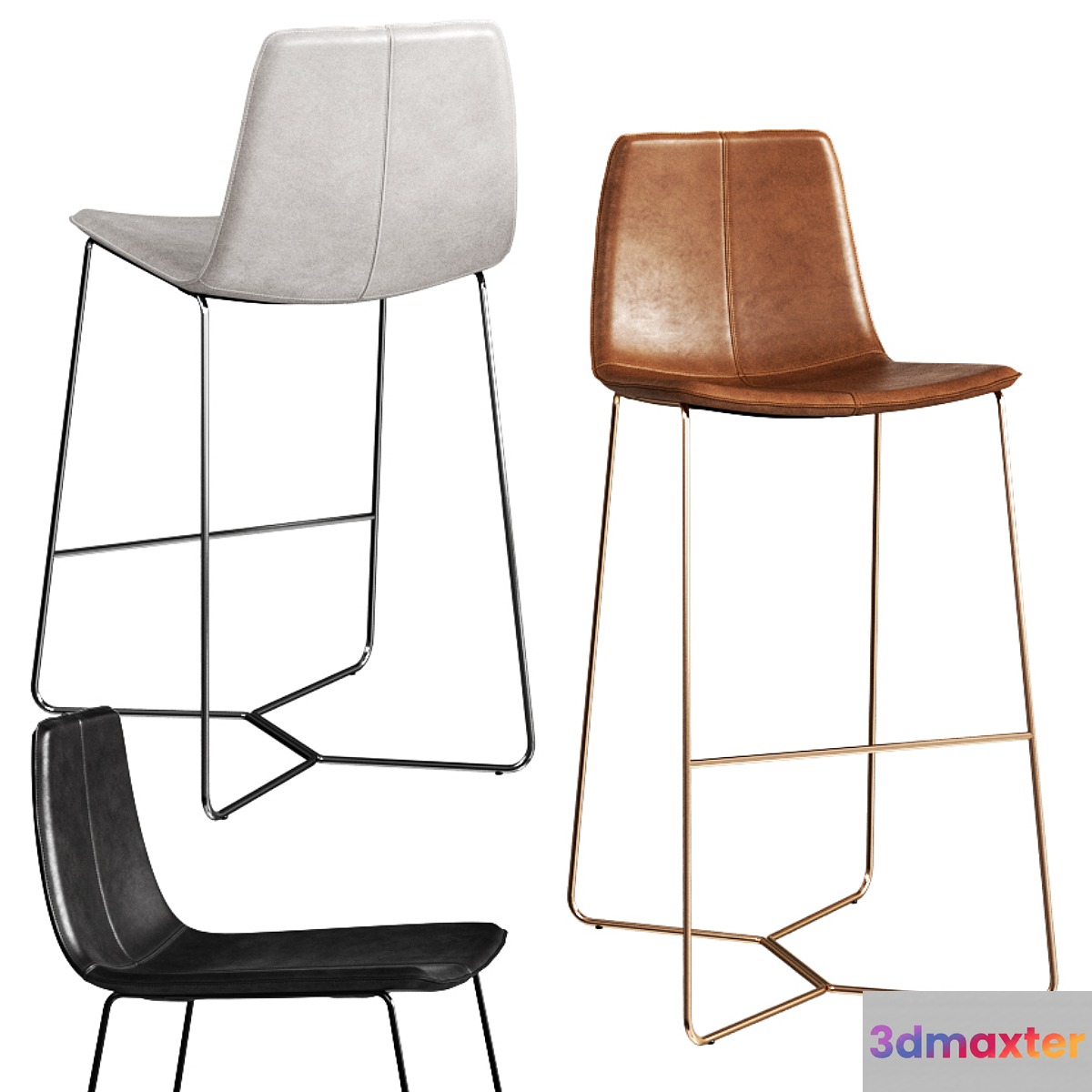 West Elm Slope Leather Bar + Counter Stools - No.2