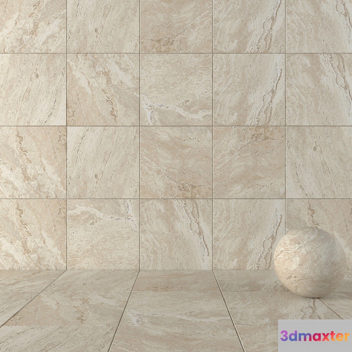 Stone Wall Tiles Antico Sand Set 1 3D Max