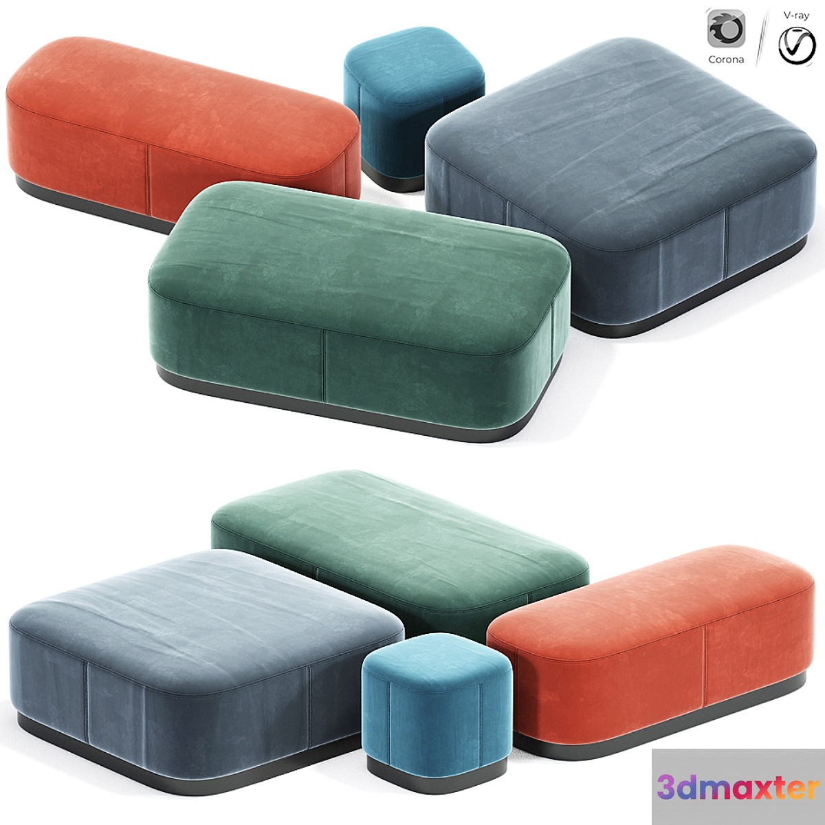 Modern pouf set