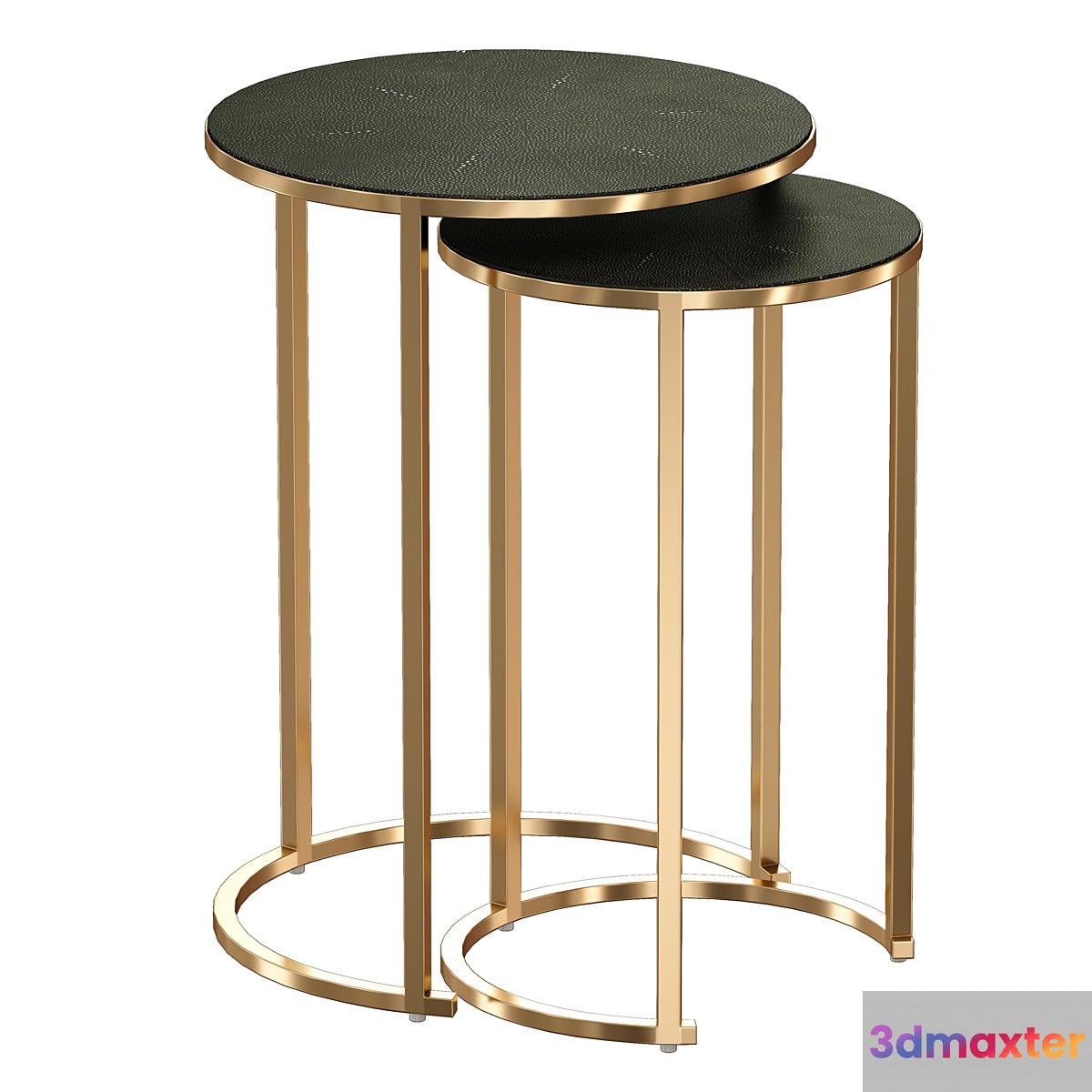 Keya Antique Brass Nesting Accent Tables (Crate and Barrel) 3D Max