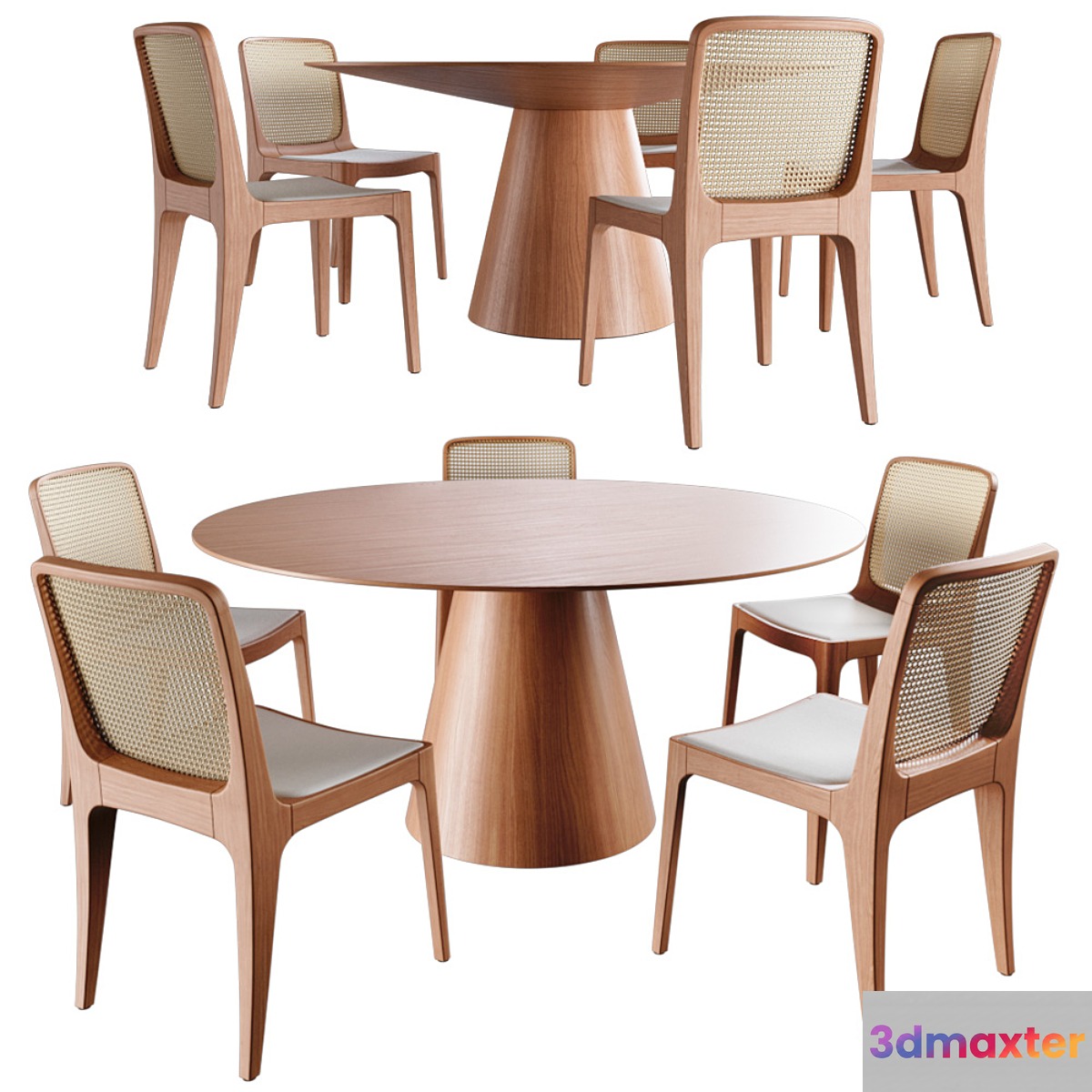 Dining Round Table Bossa Palha Set 3D Max