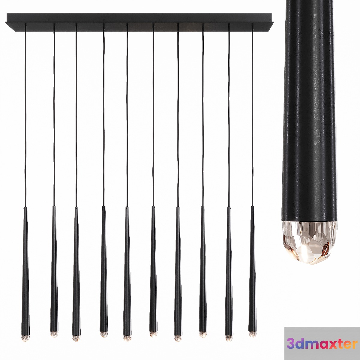 Restoration Hardware AQUITAINE LINEAR CHANDELIER 48 Black - No.3
