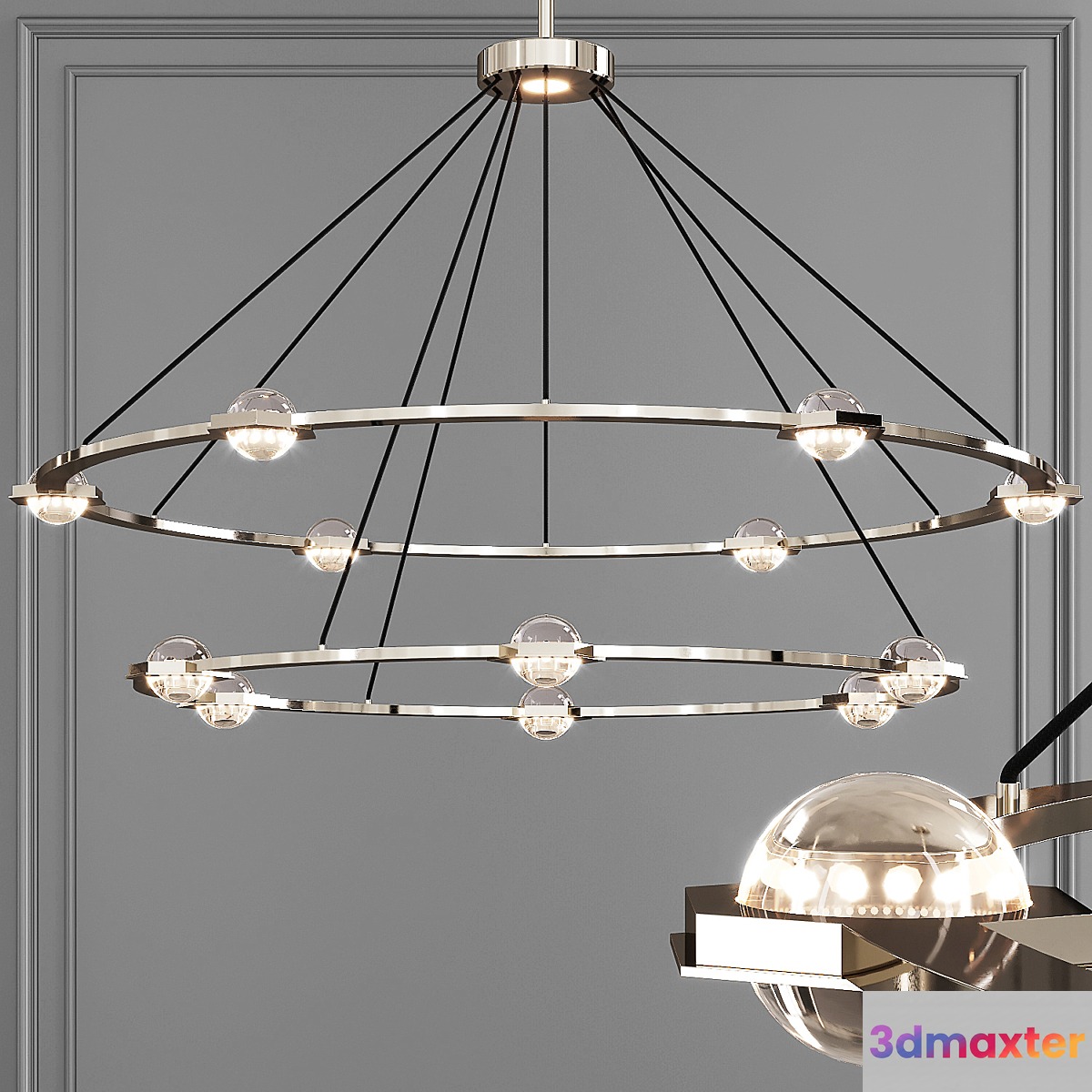 Restoration Hardware ECLATANT ROUND 2-TIER CHANDELIER 60 Nickel 3D Max