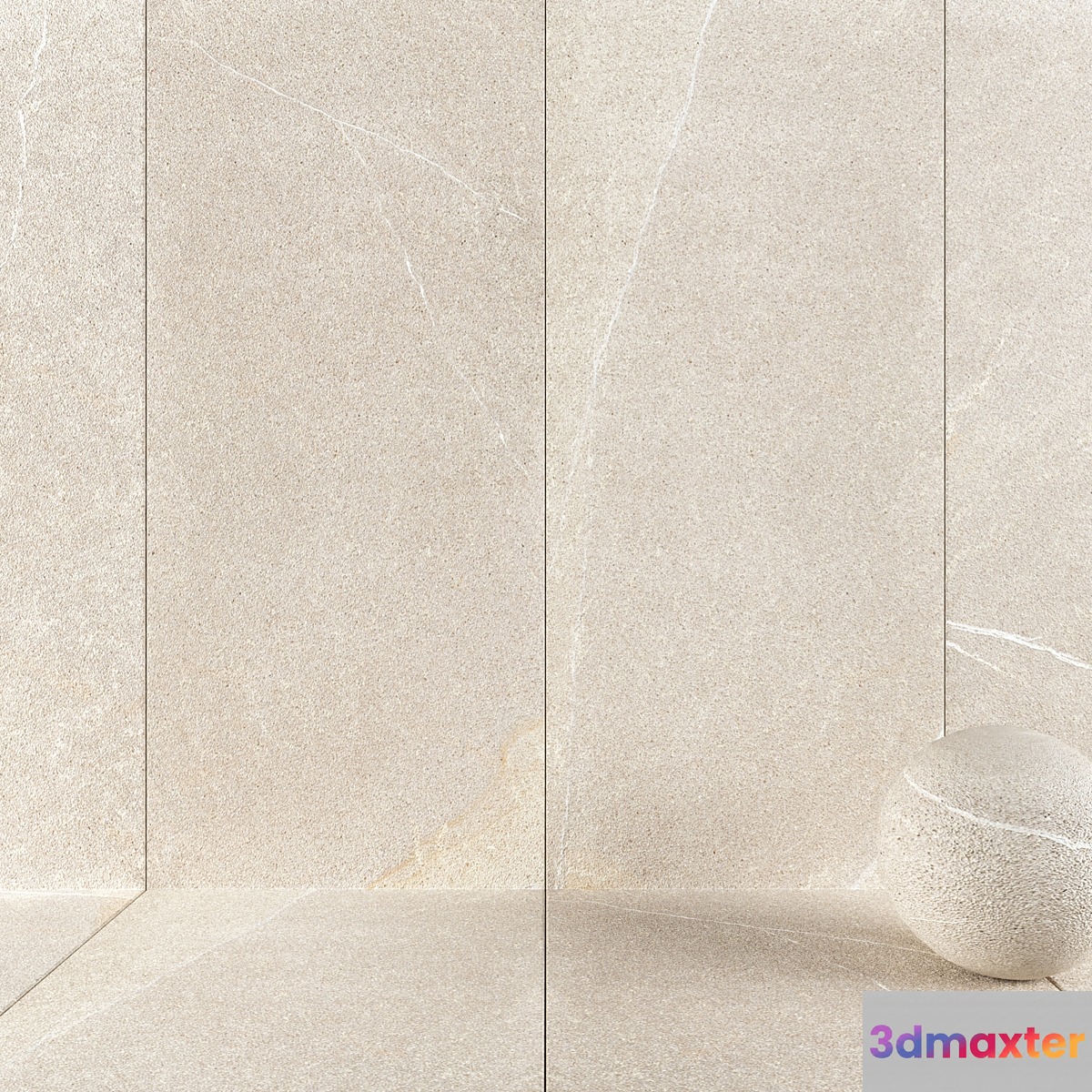 Stone Wall Tiles Limestone Gray 3D Max