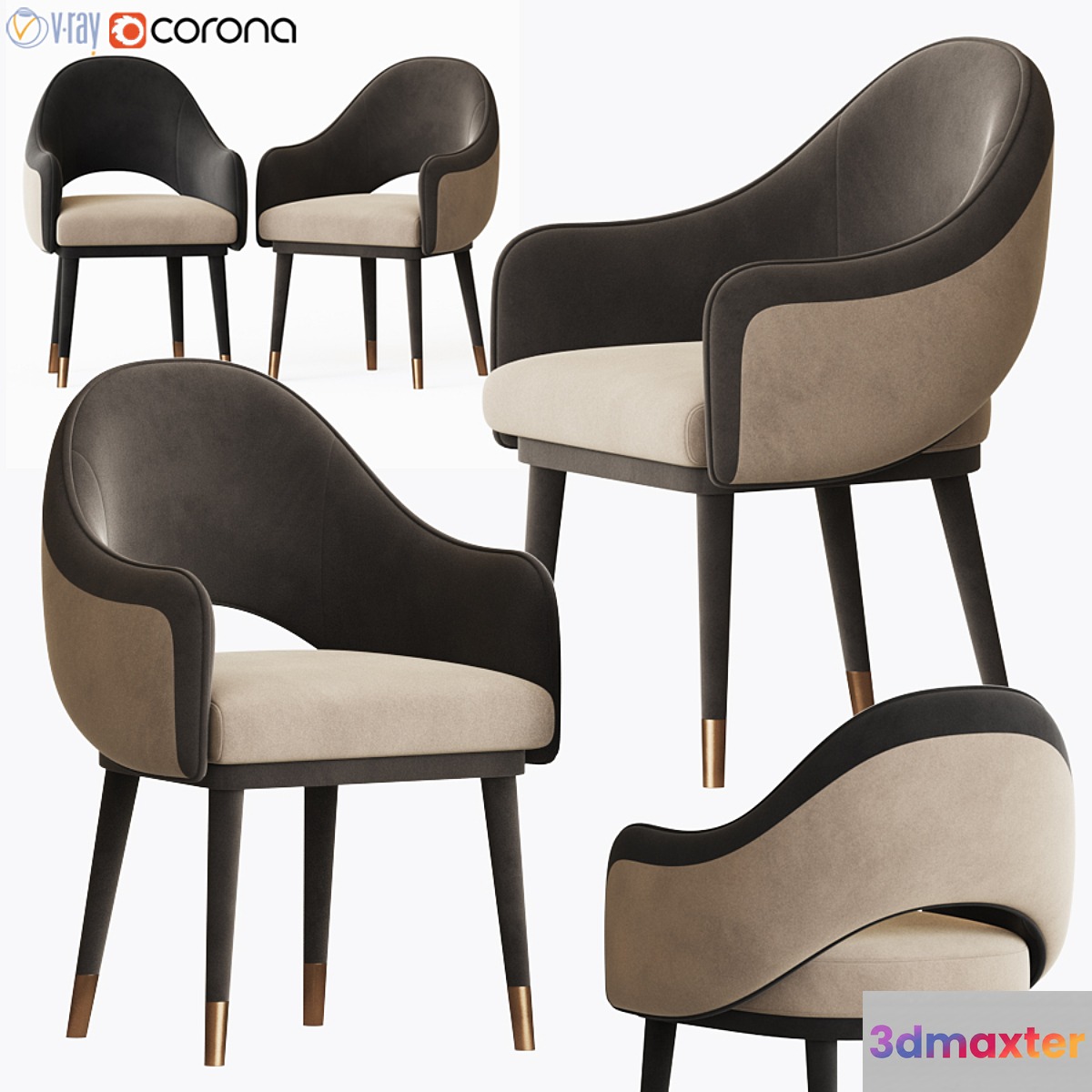 Black and White Dining Armchair Armrest