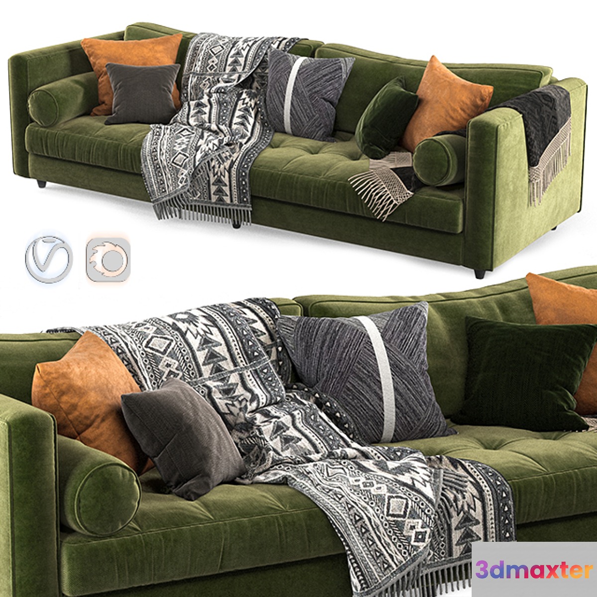 Article sven sofa Green-02 3D Max