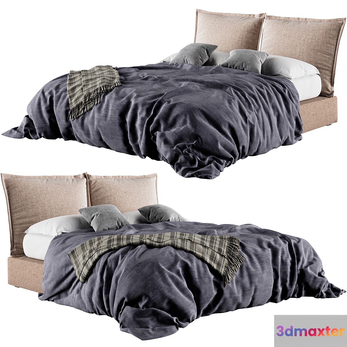 Desiree Vanity Bed Plaid 3D Max
