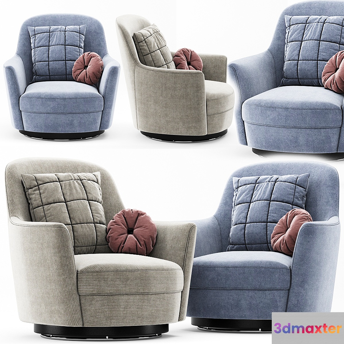 Larkin Upholstered Swivel Armchair 3D Max