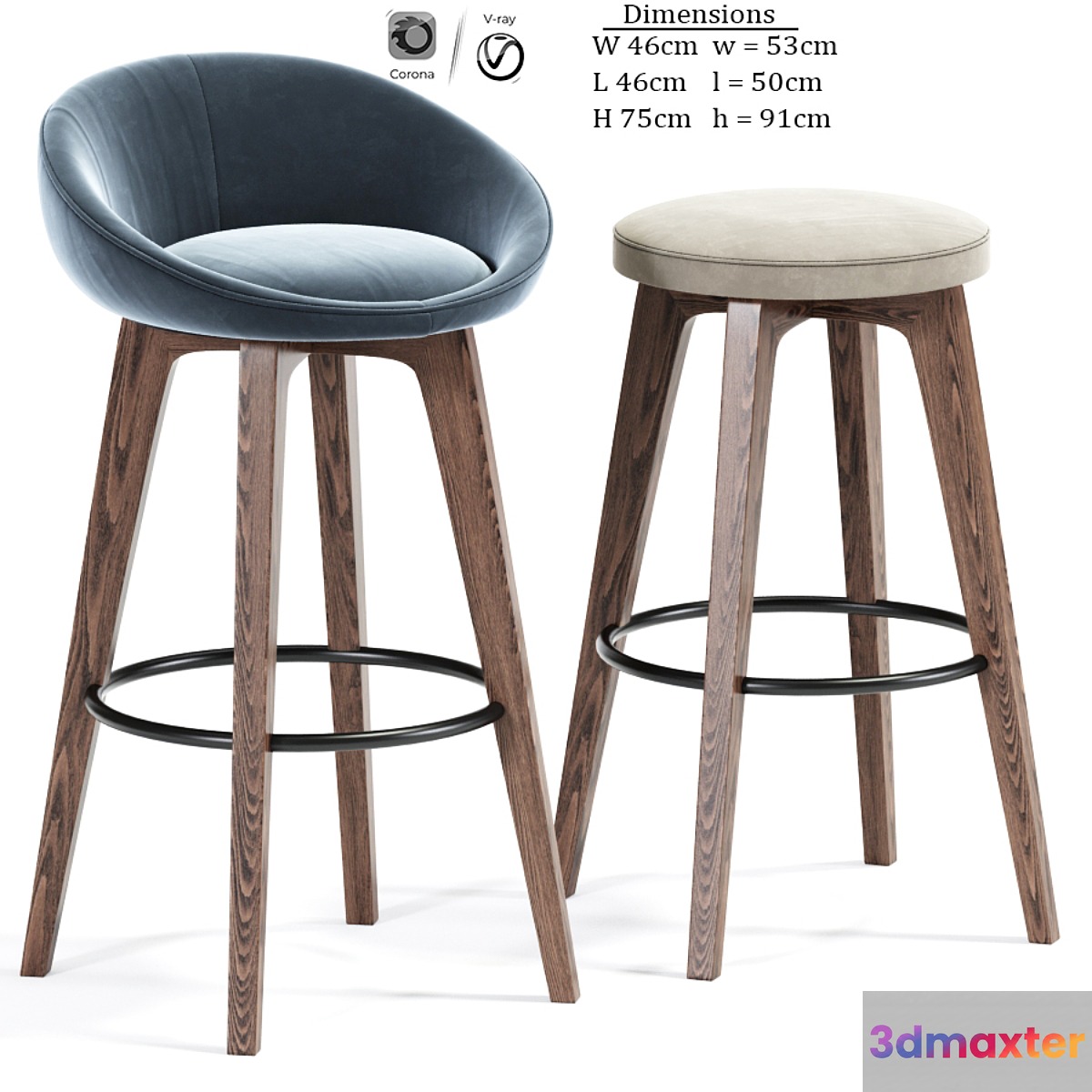 Bloom-Wa Bar Stool Set 3D Max