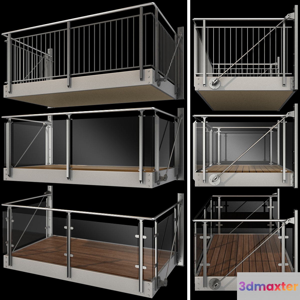 Metal balcony (3 types of console balconies) 3D Max