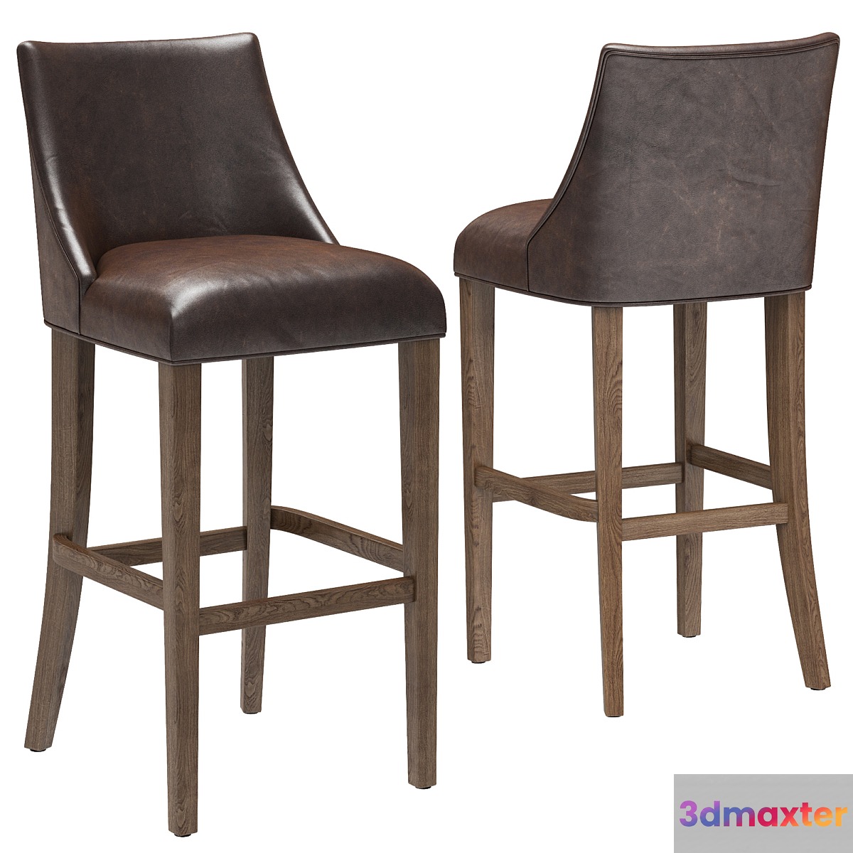 Restoration Hardware Ella Leather Armless Stool 3D Max