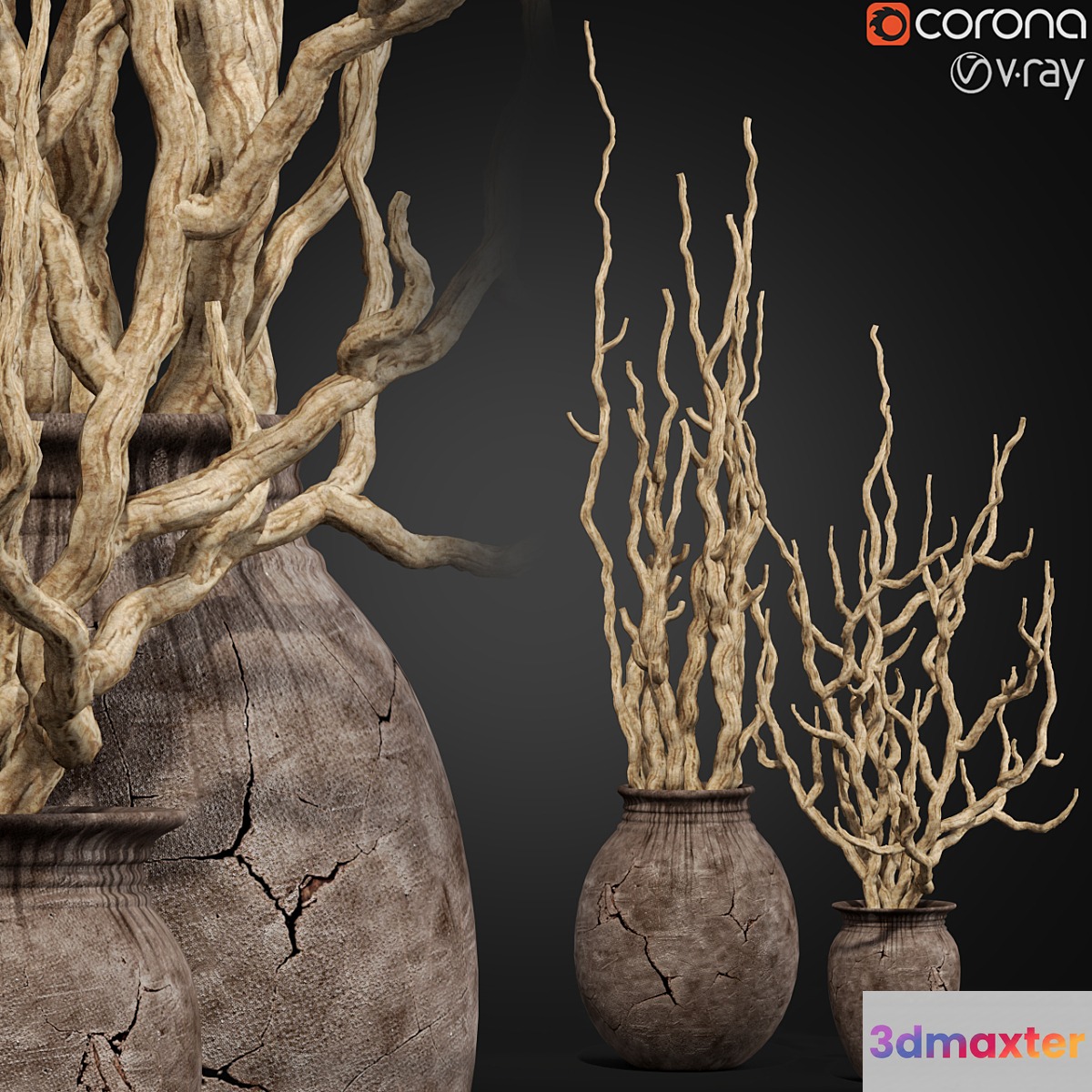 Decorative dry branch 01 3D Max