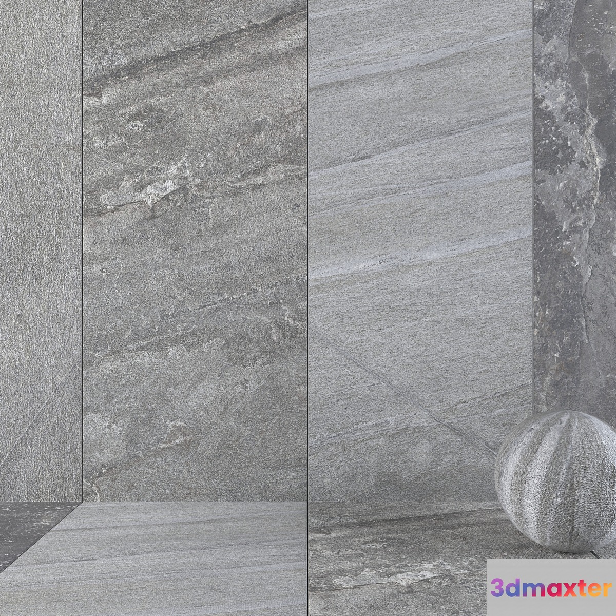 Stone Wall Santorini Gray Set 2 3D Max
