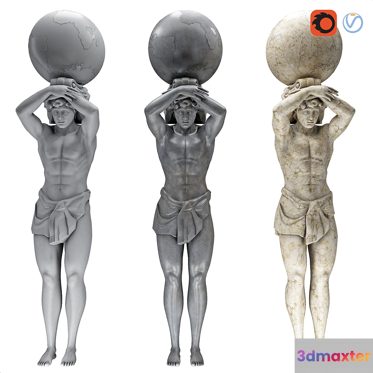 Atlant Sculpture 3D Max