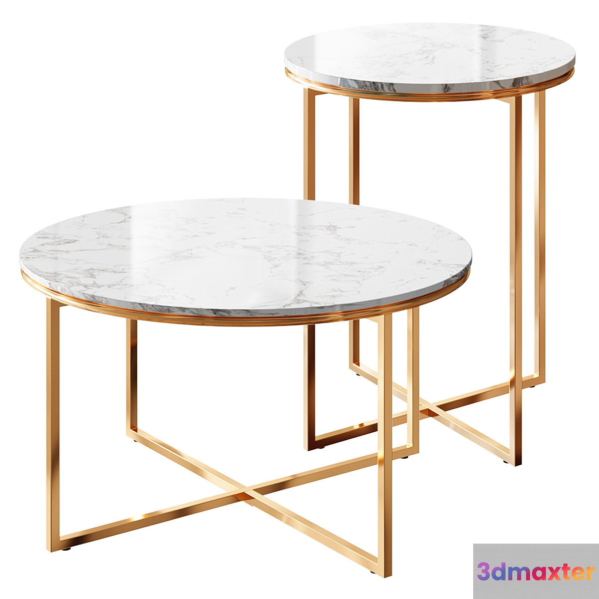 Marble Gold Tables Set 3D Max