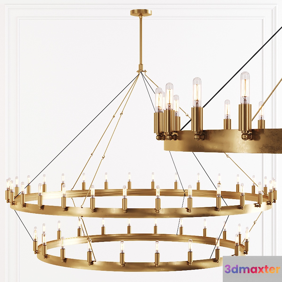 Restoration Hardware CAMINO VINTAGE FILAMENT 2-TIER CHANDELIER 63 Brass 3D Max