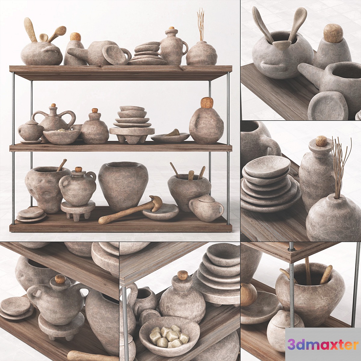 Dishes clay rack n7 _ Rack with clay dishes No. 7