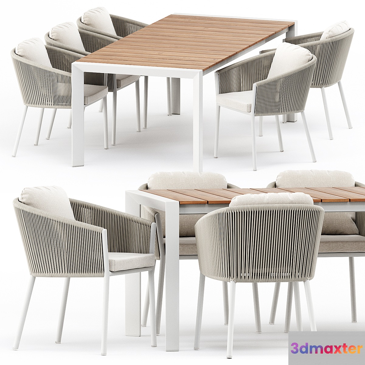 OMER ARMCHAIR and ALEXA EXTENDABLE TABLE 62 by akulaliving 3D Max