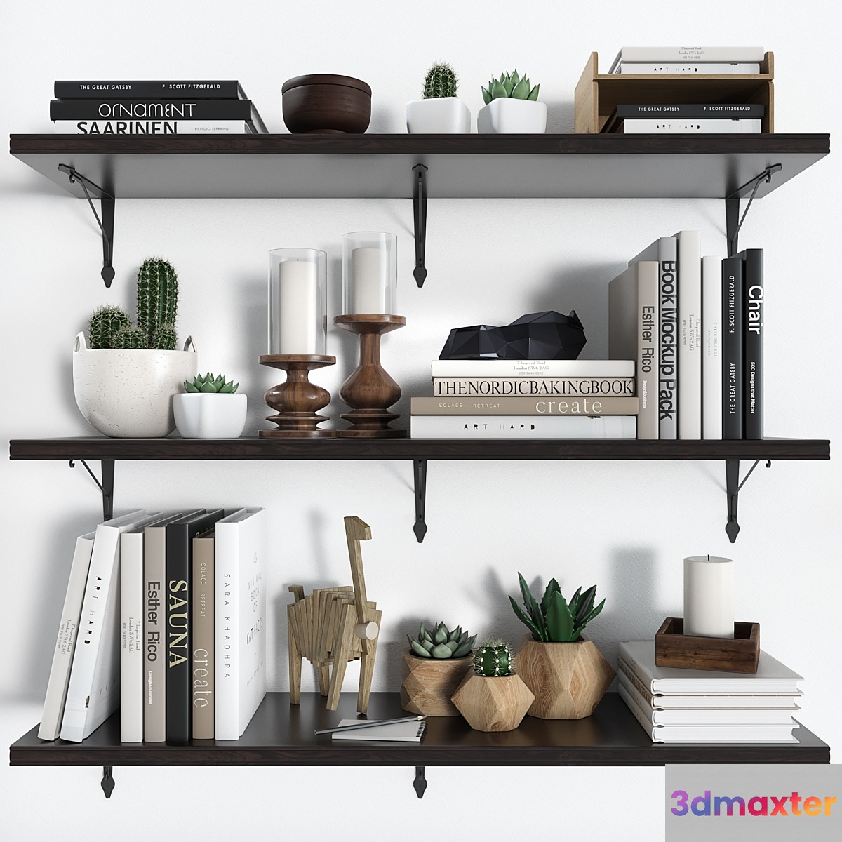 Shelves BERGSHULT _ KROKSGULT (IKEA) with decorative filling 3D Max