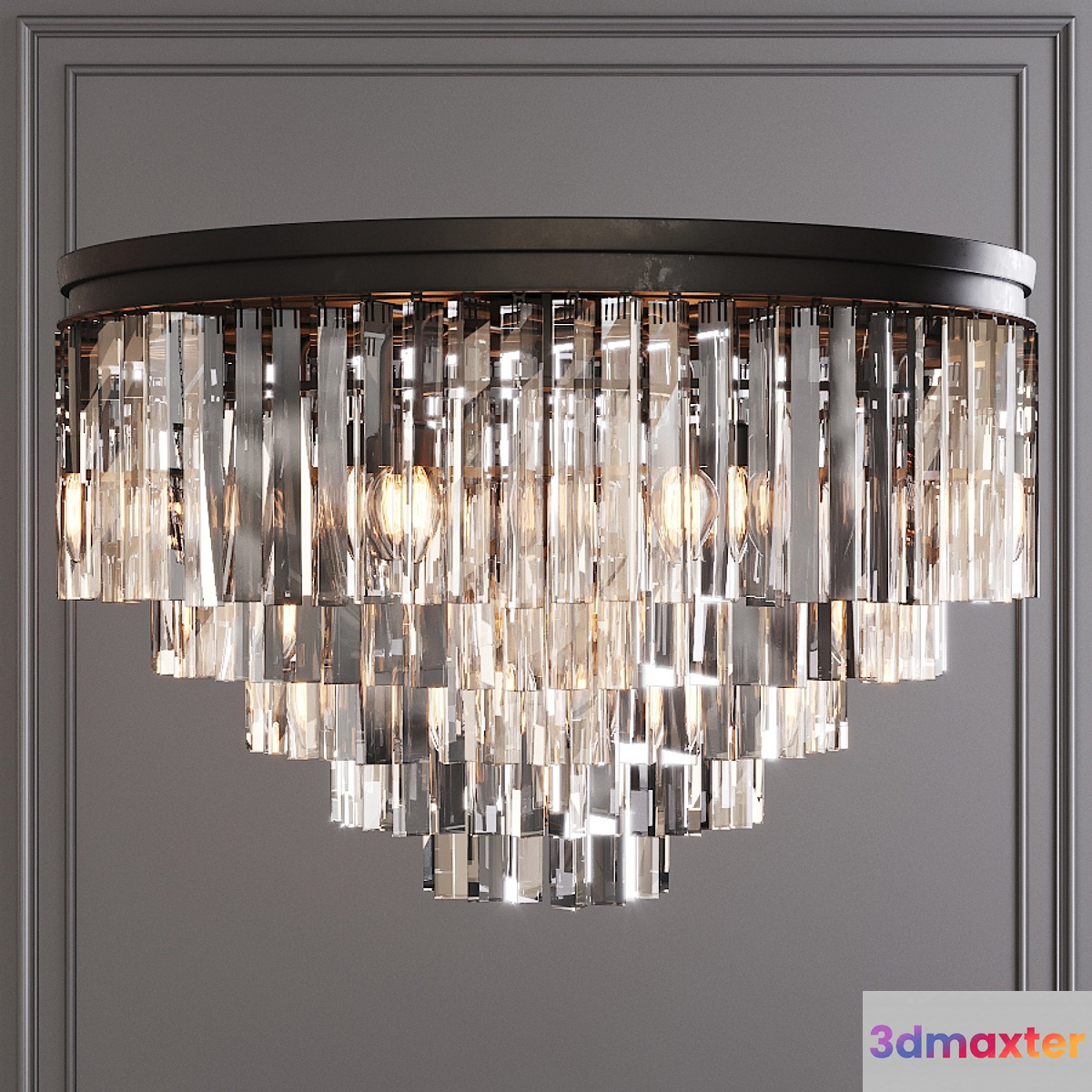 Restoration Hardware 1920S ODEON CLEAR GLASS FRINGE 5-TIER FLUSHMOUNT Black - No.2