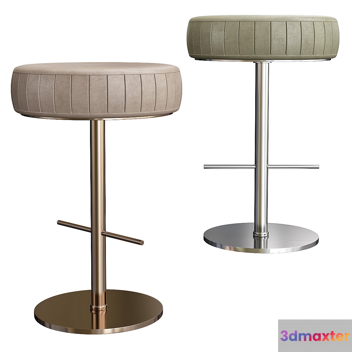 Contemporary Italian Designer Leather Bar Stool 3D Max