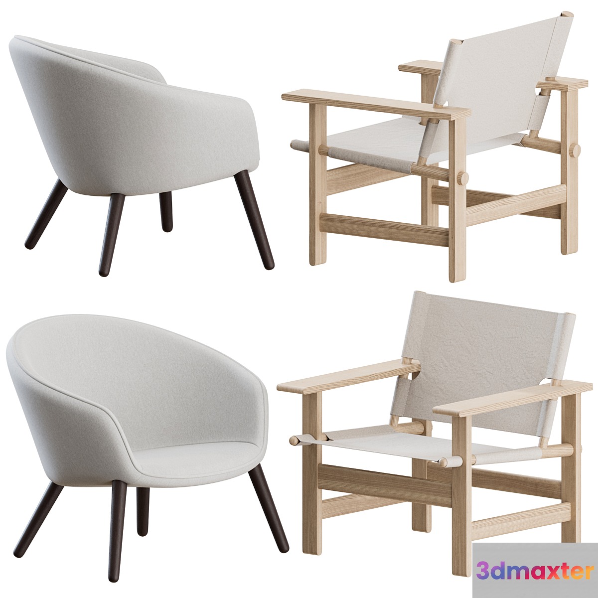 Canvas + Ditzel Lounge Chairs by Fredericia 3D Max