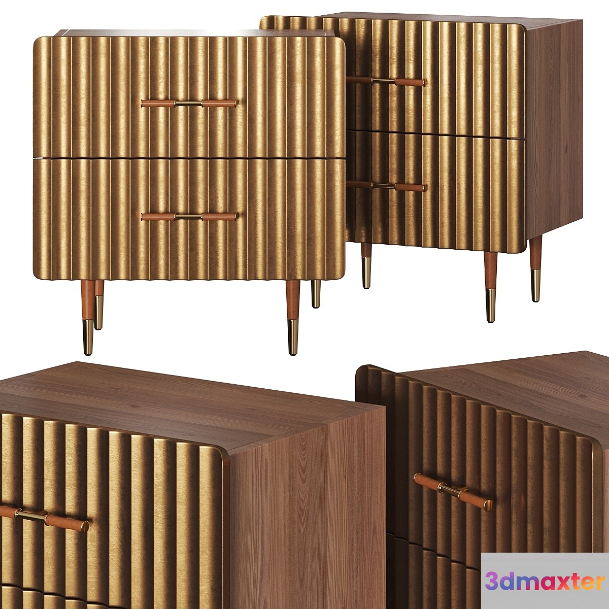 CB2 Crimped Gold Leaf Nightstand