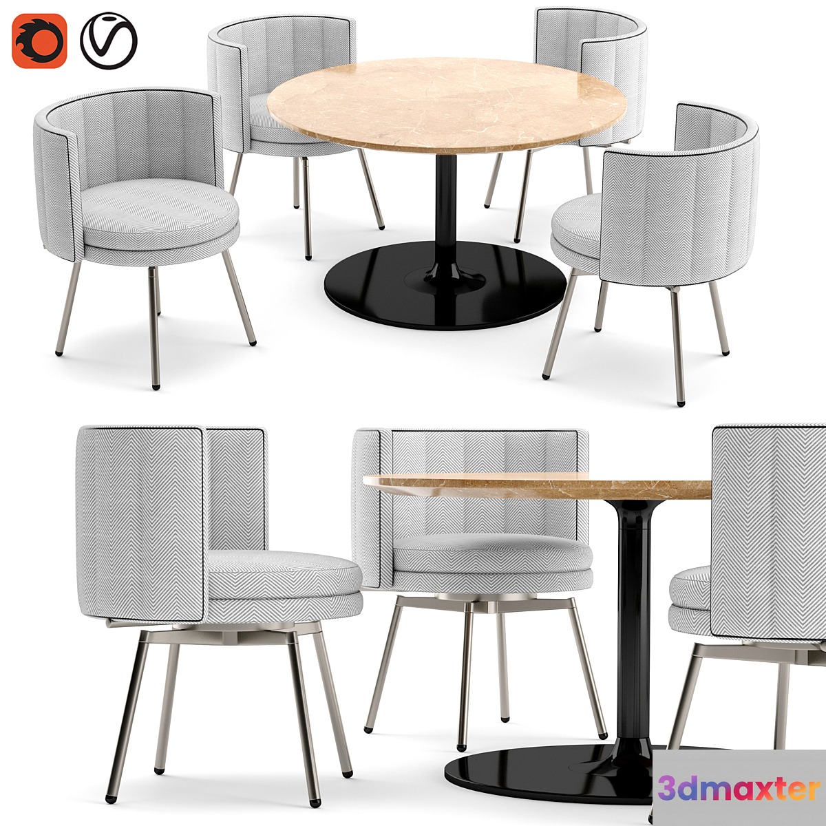 Minotti Torii chair and Oliver table