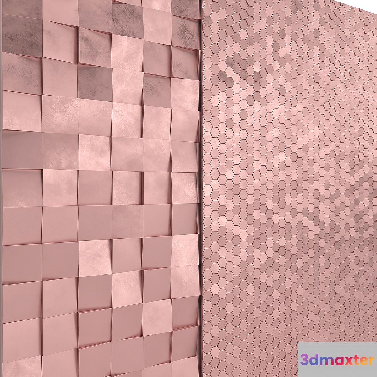 Rose Gold Panels Cubes & Hexagons 3D Max