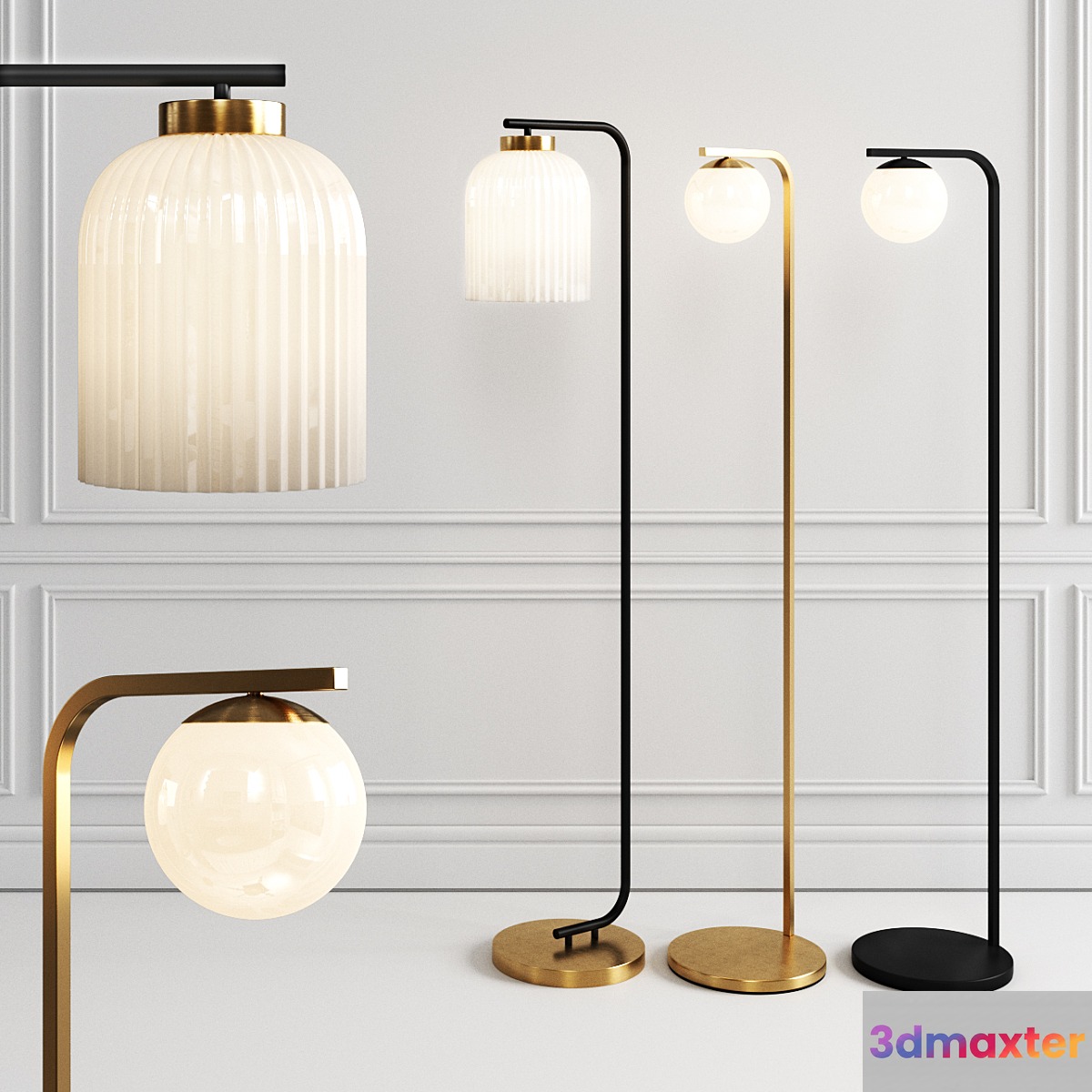 West elm floor lamp set 2 3D Max