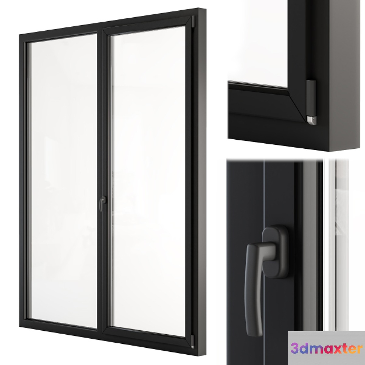 Glass Modern Door Black 3D Max