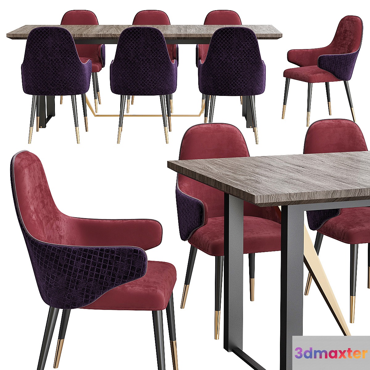 Modern Italian Designer Luxury Veneered Dining Table Set