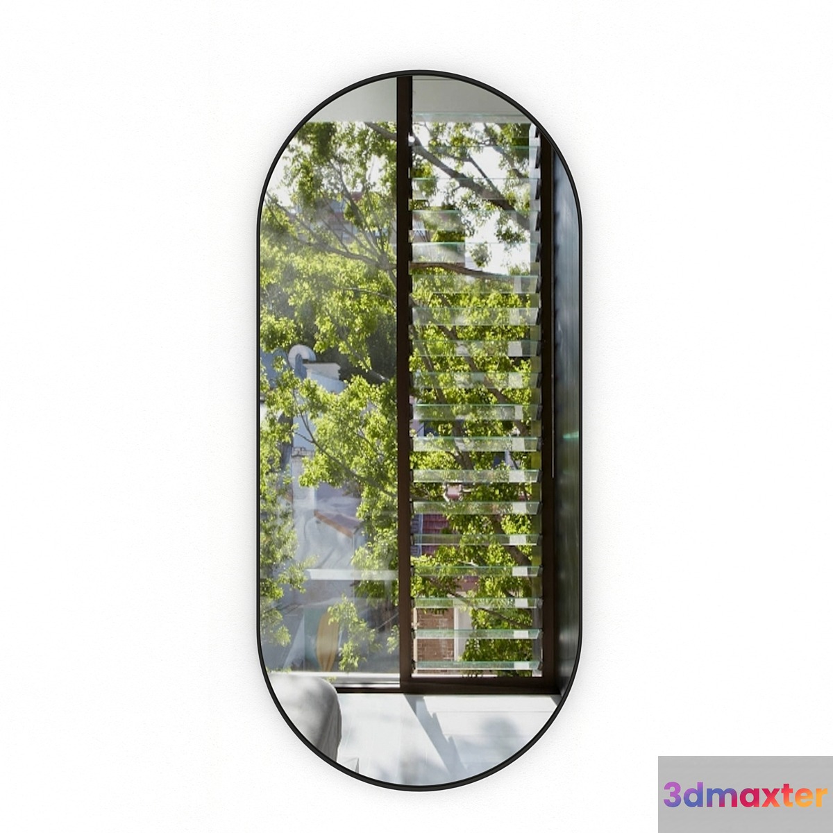 Oval mirror in a metal frame 