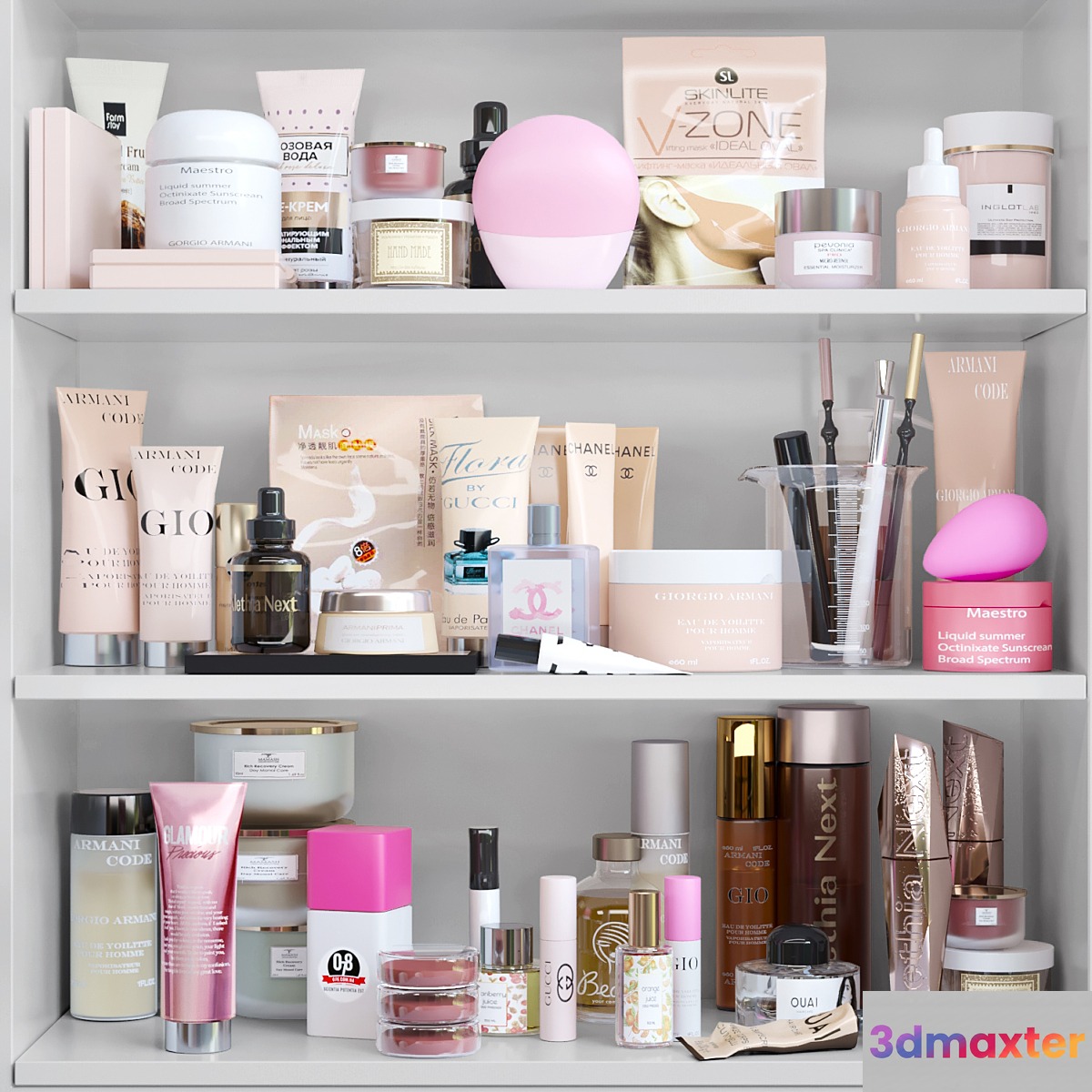 A set of cosmetics for beauty salons. Make up 3D Max