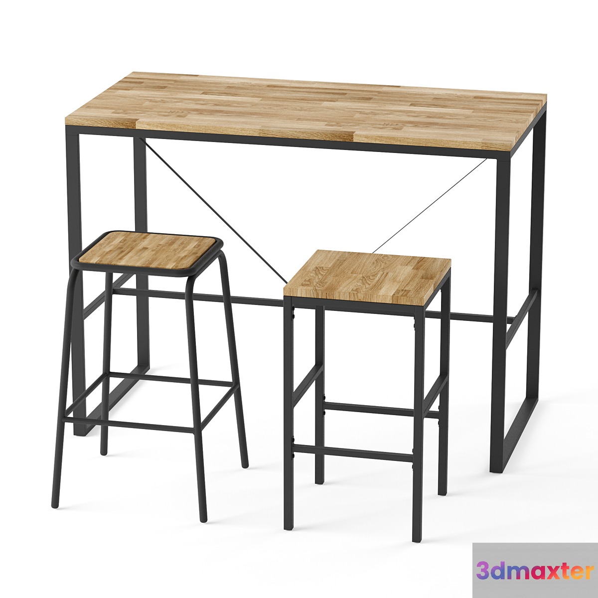 Hiba bar or counter stool and table set 1 3D Max