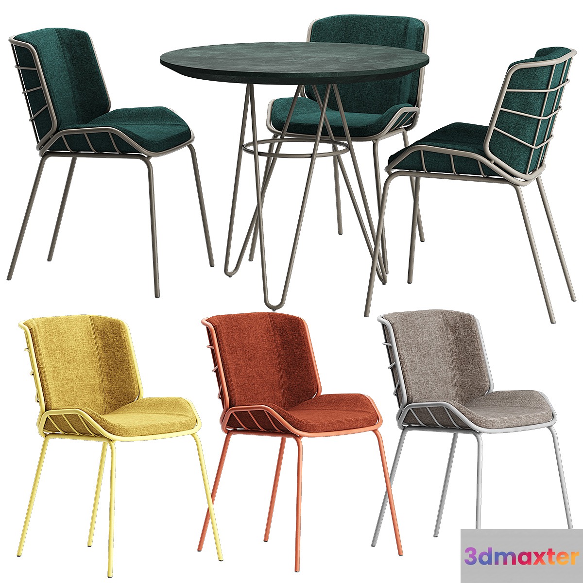 Traba SKIN MET RED CHAIR TABLE GIACOMO CATTANI - No.2