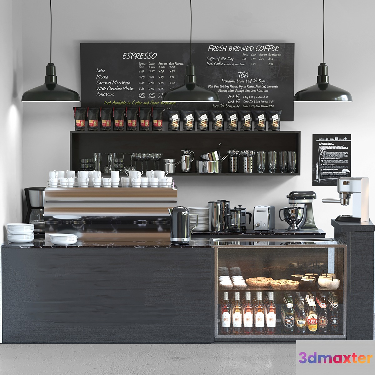 Cafe in minimalist style with a refrigerator with sweets and low-alcohol drinks - No.2