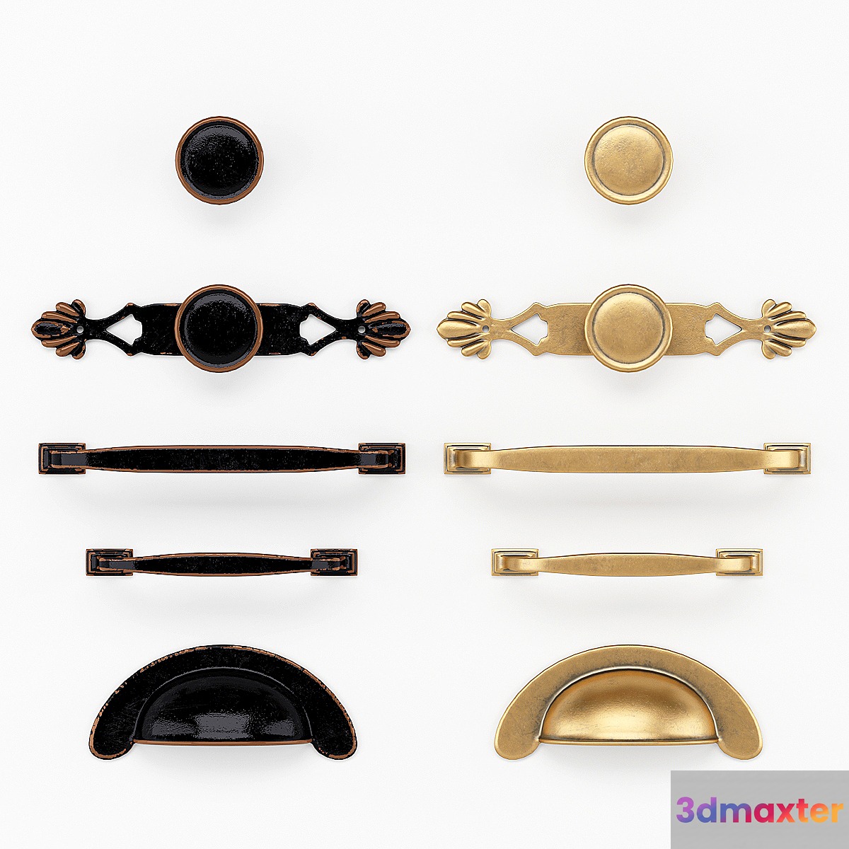 Door Handles & Knobs Set 6 3D Max