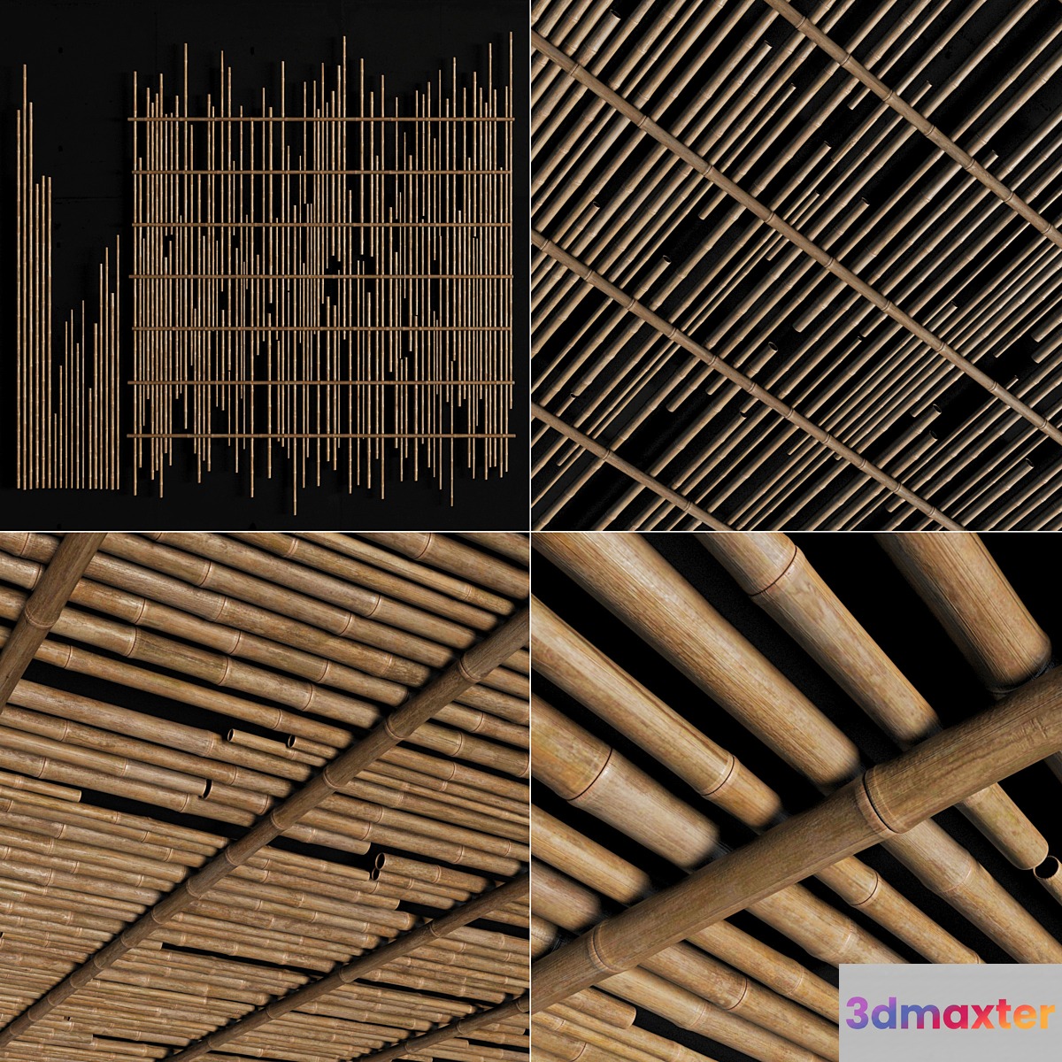 Ceiling bamboo cage random decor n1 _ Bamboo ceiling random cage 3D Max