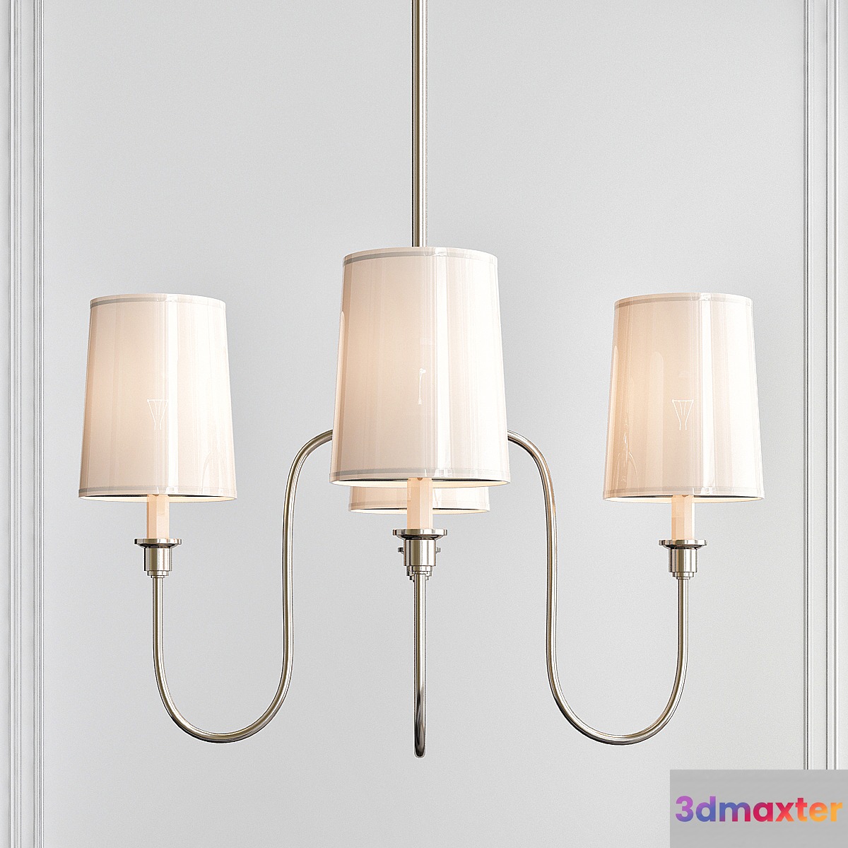 Vendome Small Chandelier in Polished Nickel with Natural Paper Shades 3D Max