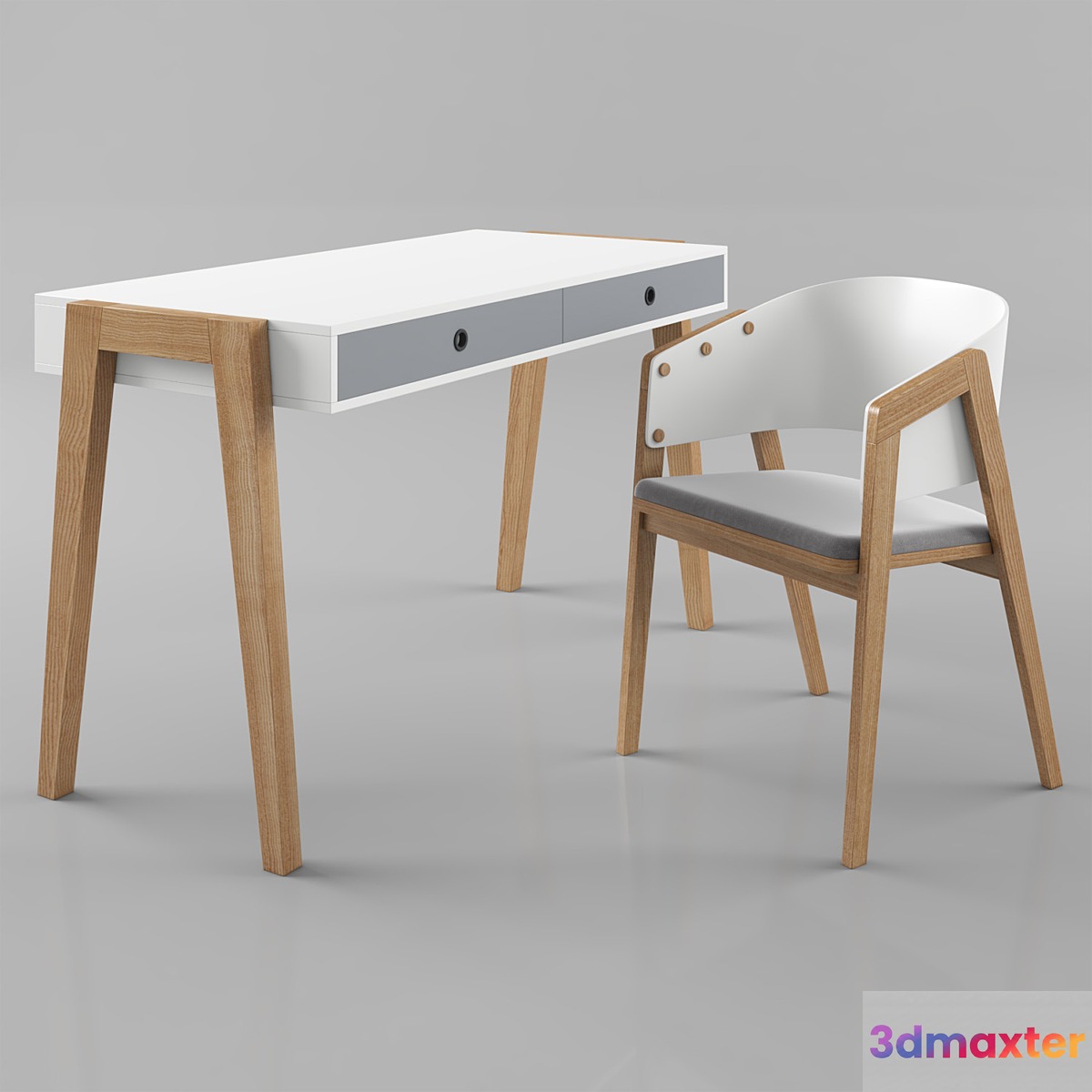 VOX Concept desk with VOX Uni chair white 3D Max