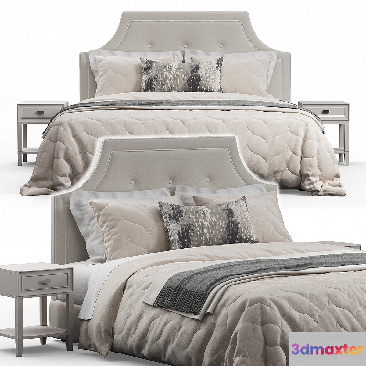 Arched Tufted Headboard Bed - No.3