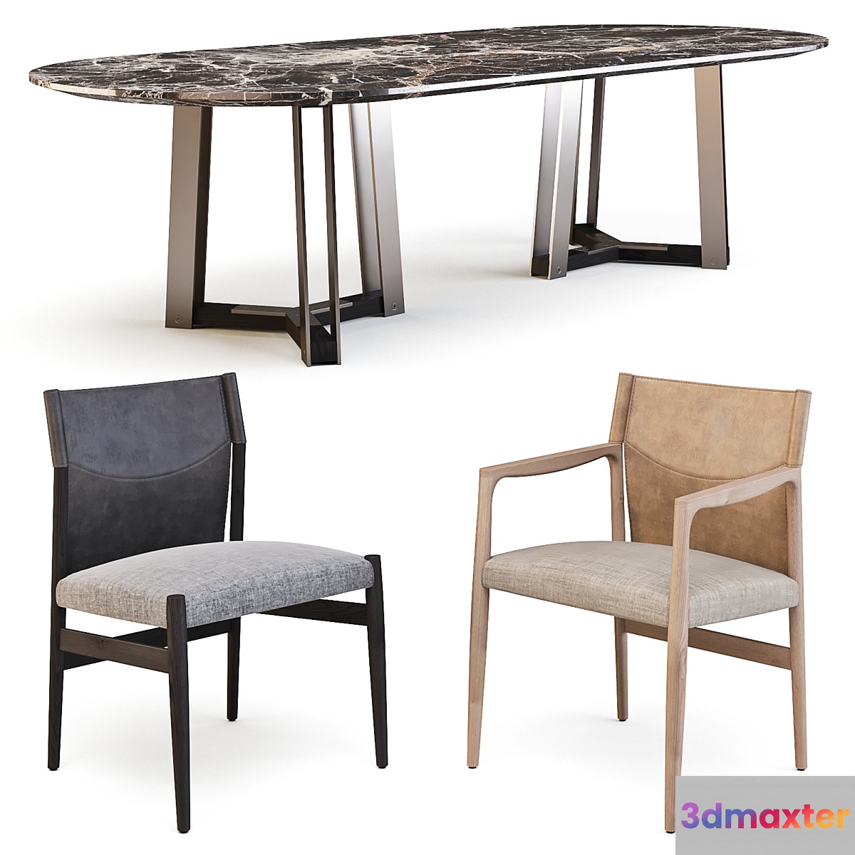 Porada: Dining Set (Table - Shibumi Ovale and Chairs - Sveva) 3D Max