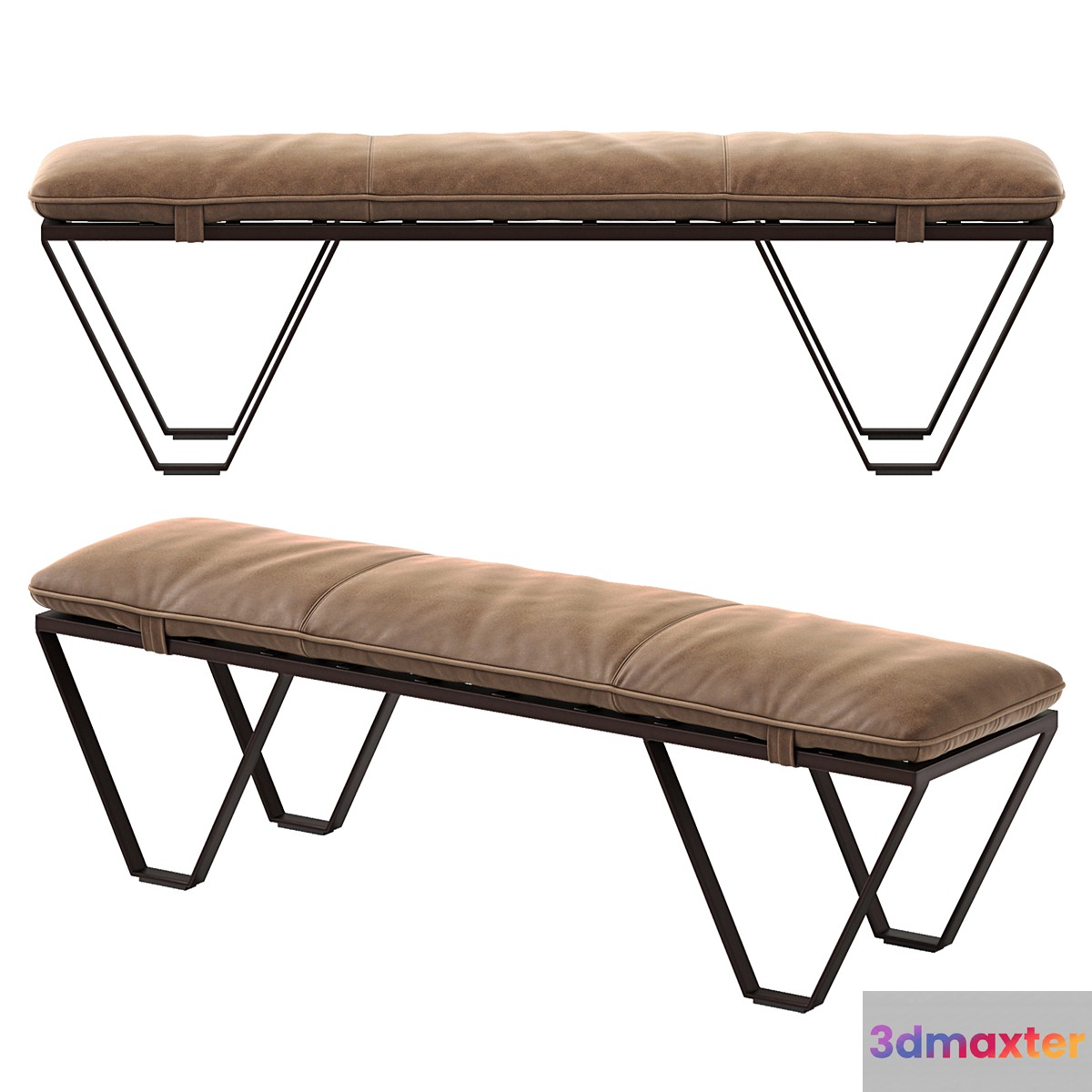 Nik Leather Bench 3D Max