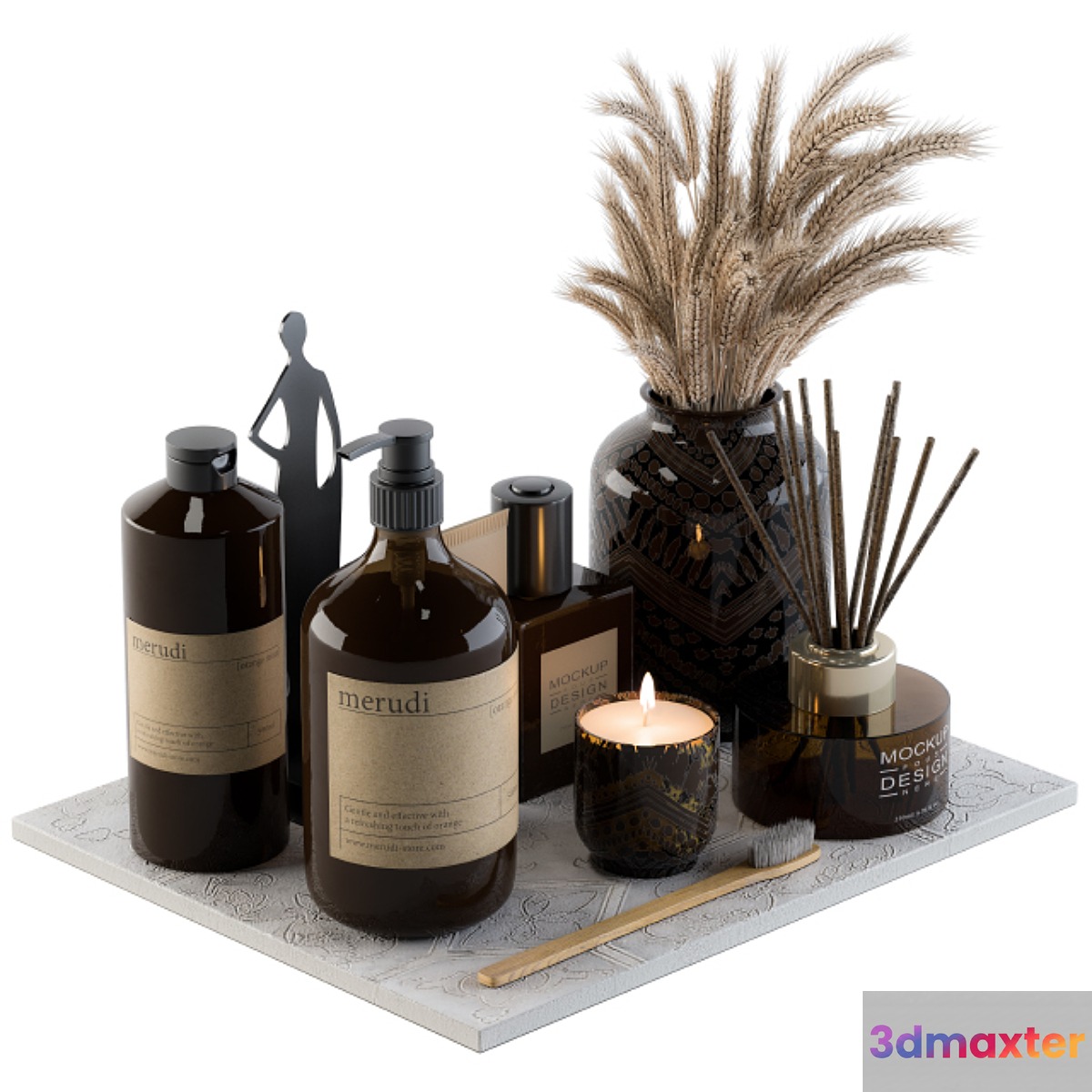 Bathroom Decor Set 04 - Brown 3D Max