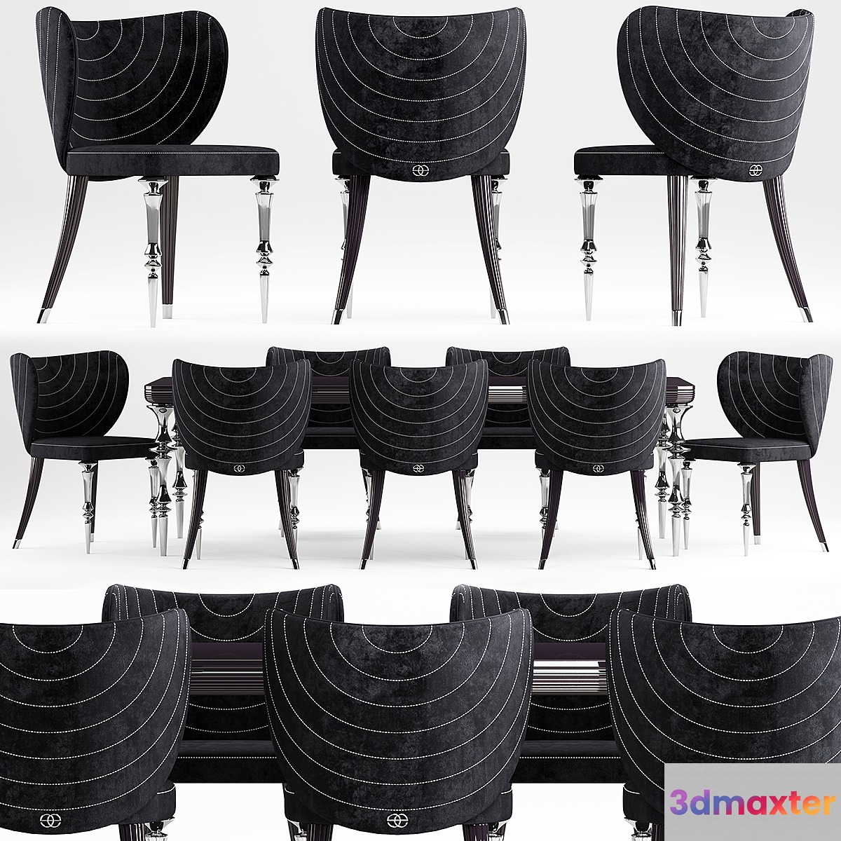 Elve luxury table and chairs 3D Max