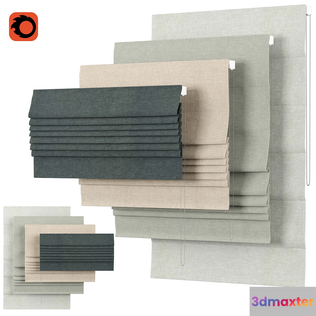 Roman Curtains 30 | English Blinds | Solo 3D Max