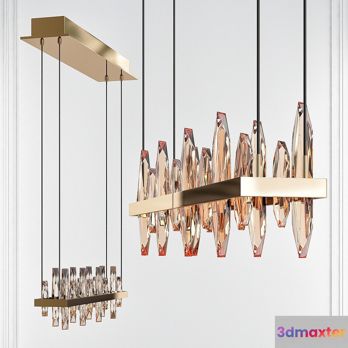Solitude Unique Statement Geometric Chandelier with Crystal Accents 3D Max