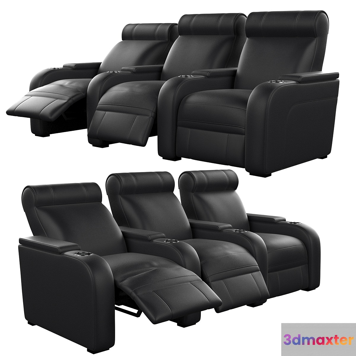 Modular cinema seat 3 positions - No.2 3D Max